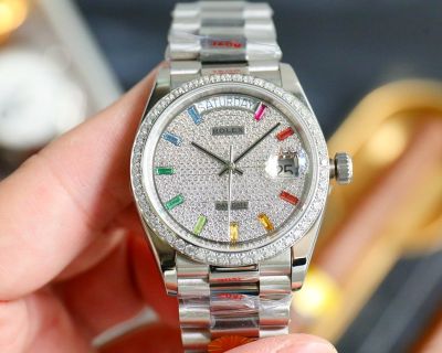 3A Factory ROLEX Day-date Replica with 904L Stainless Steel 904L Steel 2834 Movement 36*11MM White Watch